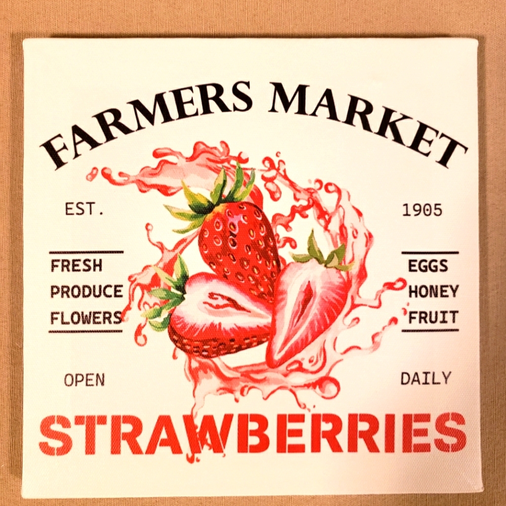 FARMERS MARKET FRESH STRAWBERRIES WRAPPED CANVAS